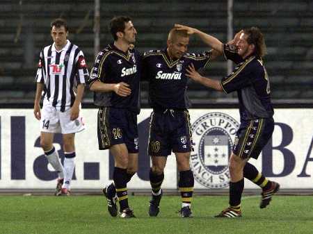 Parma Striker Nakata Celebretes After Goal Against Juventus During Italian Cup Soccer Match